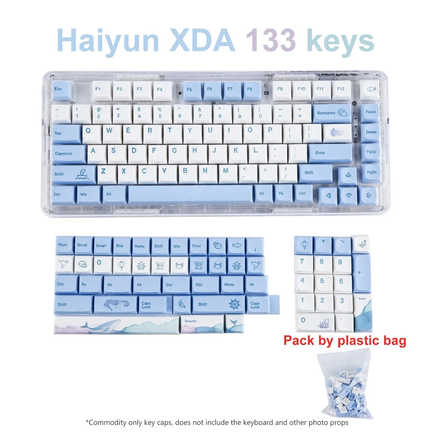133Keys Ocean Whale Theme KEYCAPS (No Keyboard)