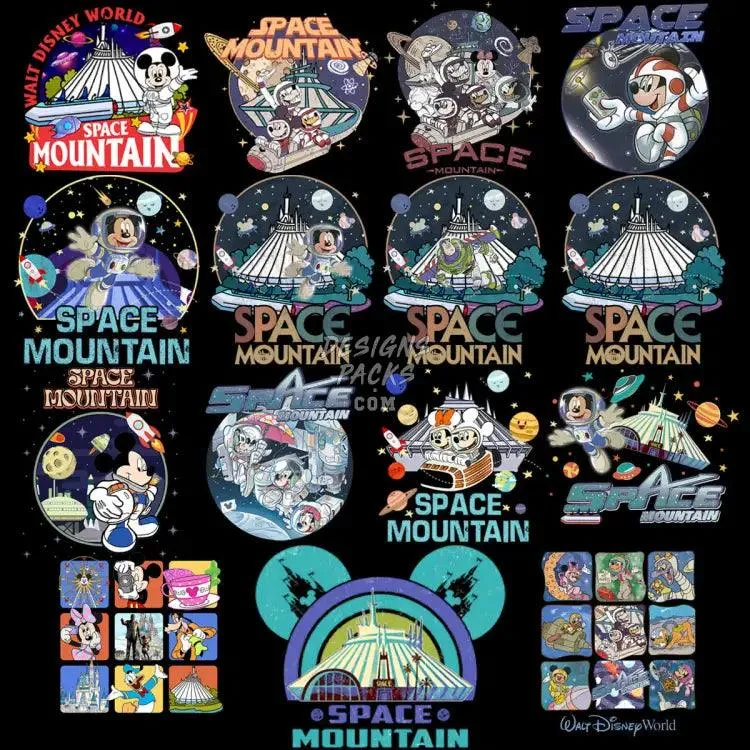 15 Cartoon Space Mouse Park Designs Bundle PNG