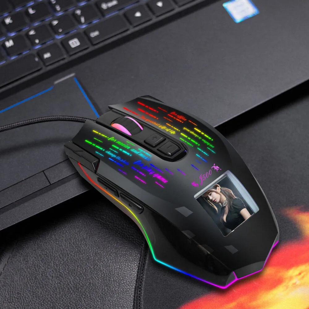 61 Keys USB Wired Keyboard Mouse Set Ergonomic Floating Mechanical-feel Keycaps 10000DPI RGB Backlight Bottom Mode Key Pictures Switch Button Keyboards for Home Office Gaming Computer