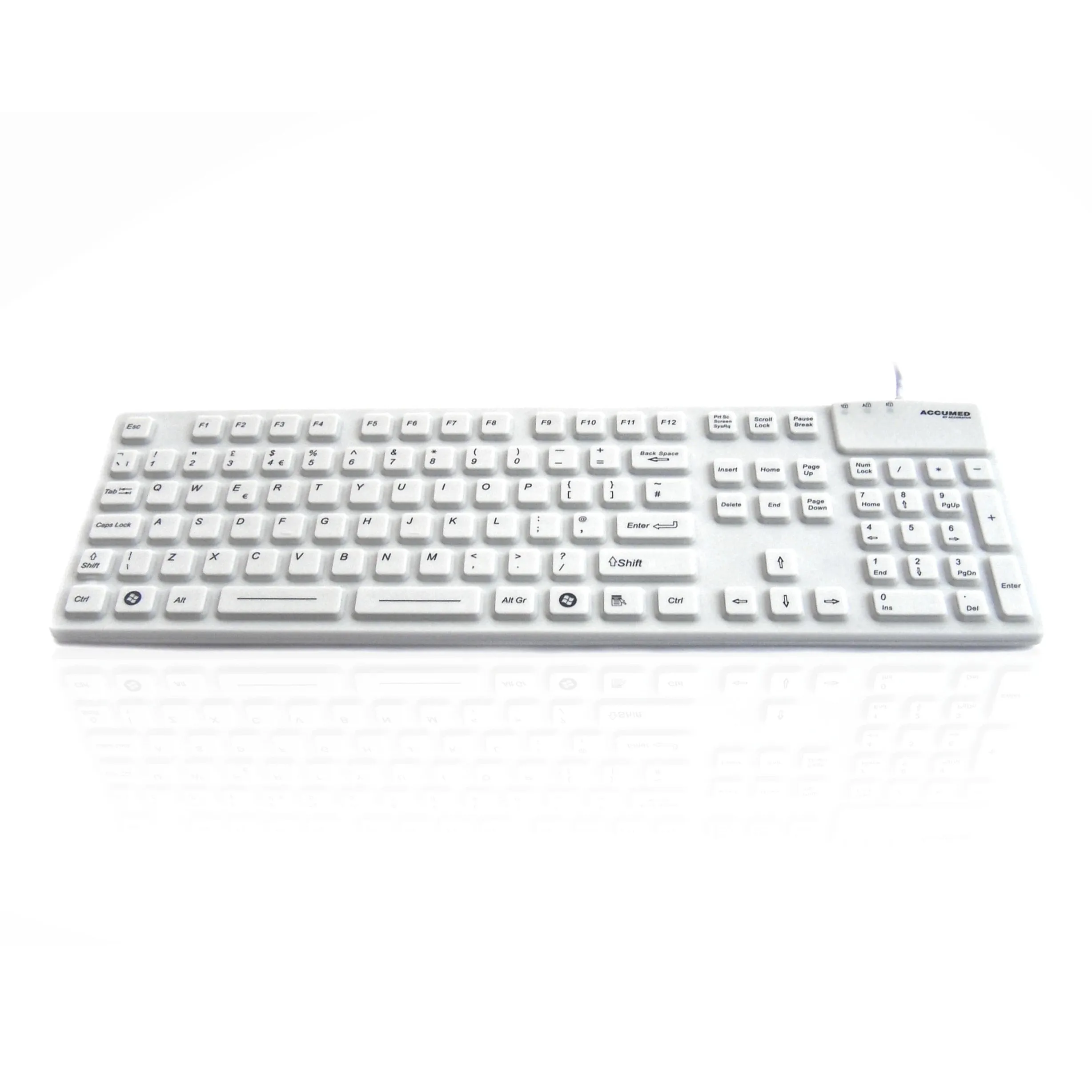 AccuMed 105 Medical/Industrial Waterproof White Keyboard