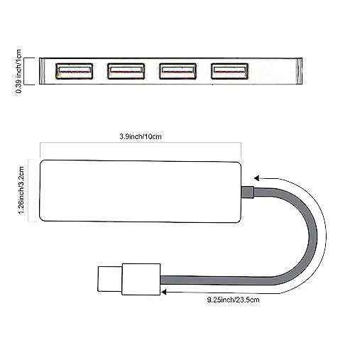AISKUY USB Hub, 4 in 1 Multiport USB Splitter Extender with 1 USB3.0 Port and 3 USB2.0 Ports for Desktop, Computer, PC, Laptop, iMac, Surface Pro, Dell, HP, Flash Drive