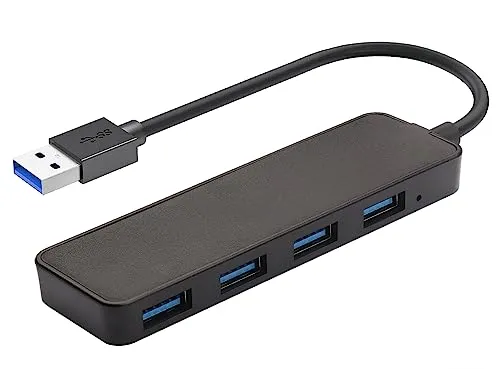 AISKUY USB Hub, 4 in 1 Multiport USB Splitter Extender with 1 USB3.0 Port and 3 USB2.0 Ports for Desktop, Computer, PC, Laptop, iMac, Surface Pro, Dell, HP, Flash Drive