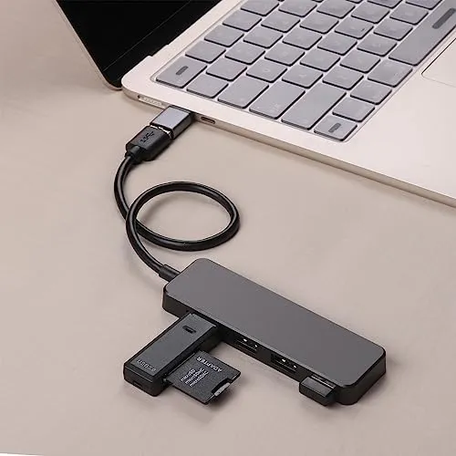 AISKUY USB Hub, 4 in 1 Multiport USB Splitter Extender with 1 USB3.0 Port and 3 USB2.0 Ports for Desktop, Computer, PC, Laptop, iMac, Surface Pro, Dell, HP, Flash Drive