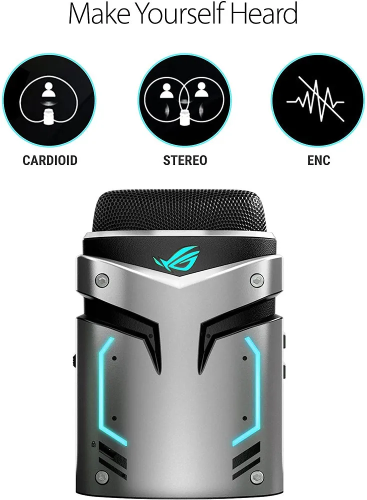 ASUS ROG Strix Magnus Microphone - Distortion-Free Sound with Noise Cancellation Technology | 3 Recording Modes | Easy-Access Controls | USB & Aux Input | Aura Sync Compatible | Compact & Portable
