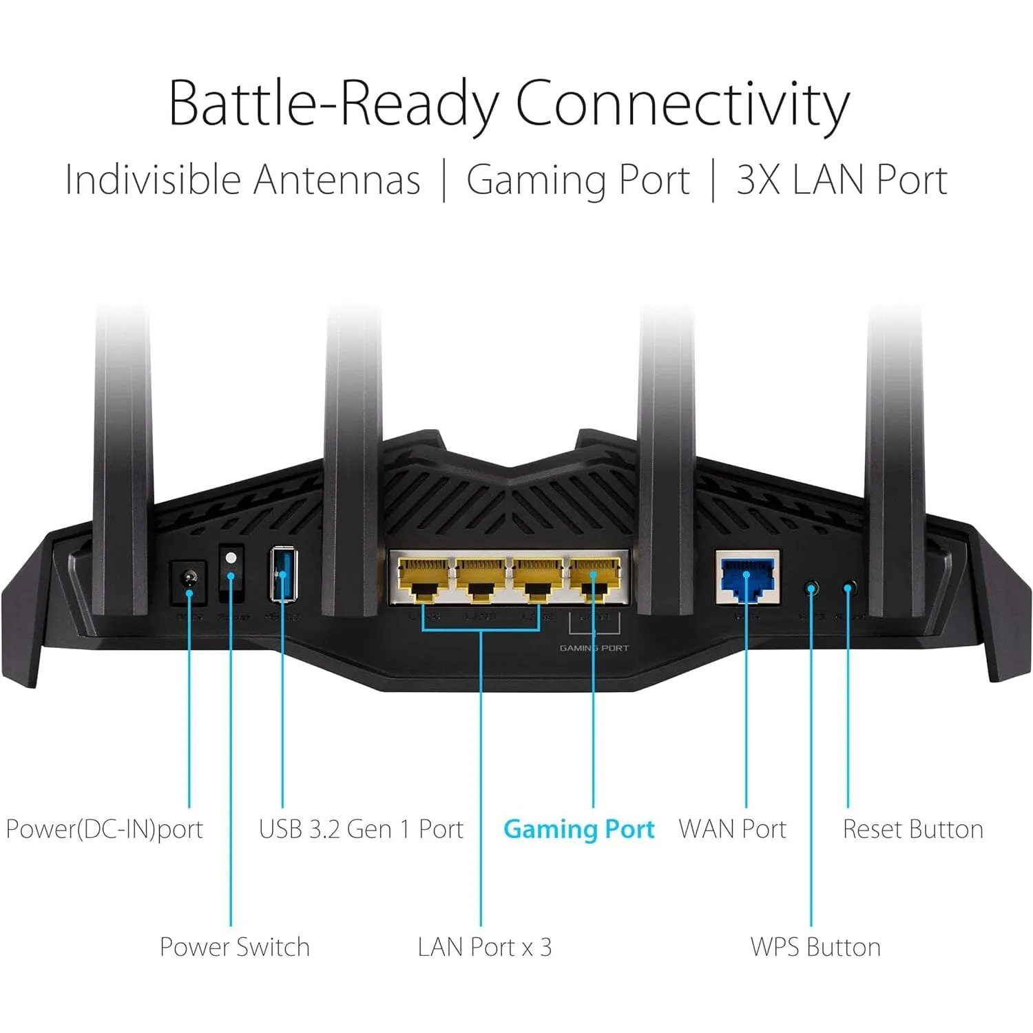 ASUS RT-AX82U AX5400 Dual-Band WiFi 6 Gaming Router, Game Acceleration, Mesh Support, Dedicated Port, Mobile Boost, MU-MIMO, Aura RGB (Refurbished)