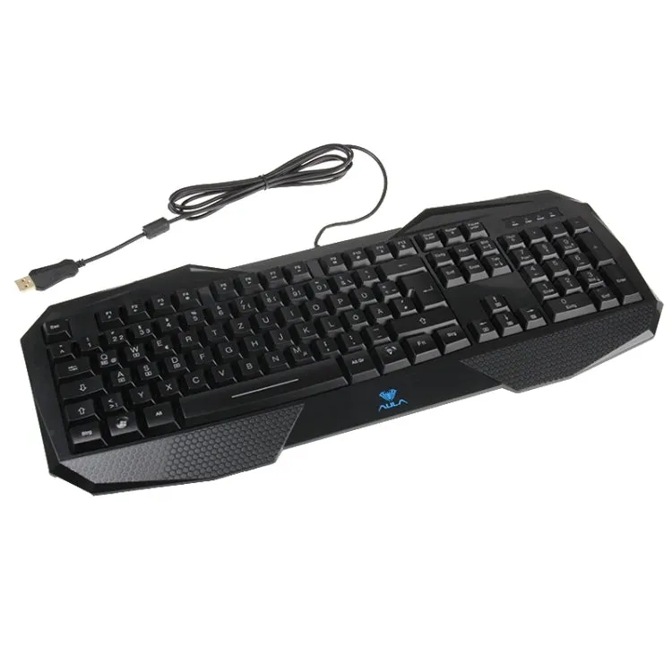 Aula Killing Soul Behead Series Wired USB Silent / Non-slip QWERTZ Keyboard with Blu-ray Backlight   500-1000Hz Return Rate 7D Game Mouse Combo Kit, German Language Keys