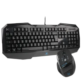 Aula Killing Soul Behead Series Wired USB Silent / Non-slip QWERTZ Keyboard with Blu-ray Backlight   500-1000Hz Return Rate 7D Game Mouse Combo Kit, German Language Keys