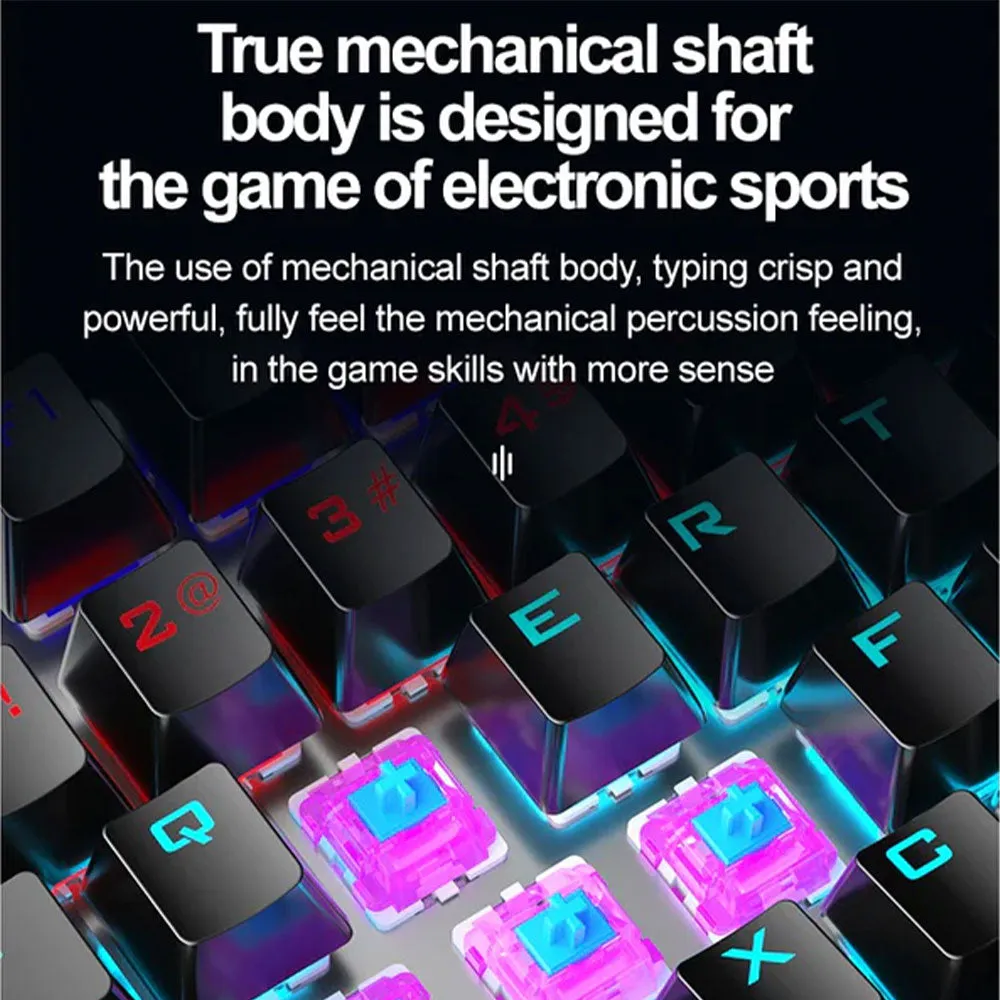 Aula Wind F2067 Blue Switch Wired Rainbow Gaming Keyboard English & Arabic - Gray