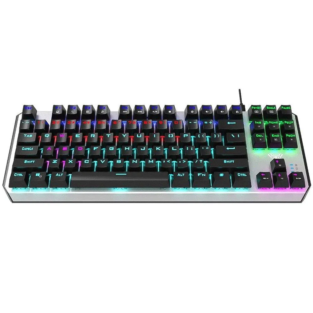 Aula Wind F2067 Blue Switch Wired Rainbow Gaming Keyboard English & Arabic - Gray