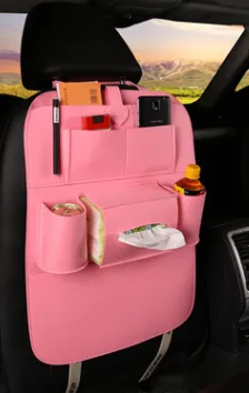 Color: Pink - Car storage bag peach heart multi-function back