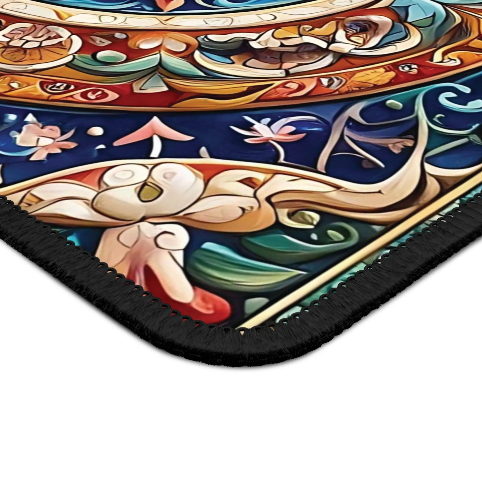 Colorful traditional tile art watercolour effect Gaming Mouse Pad