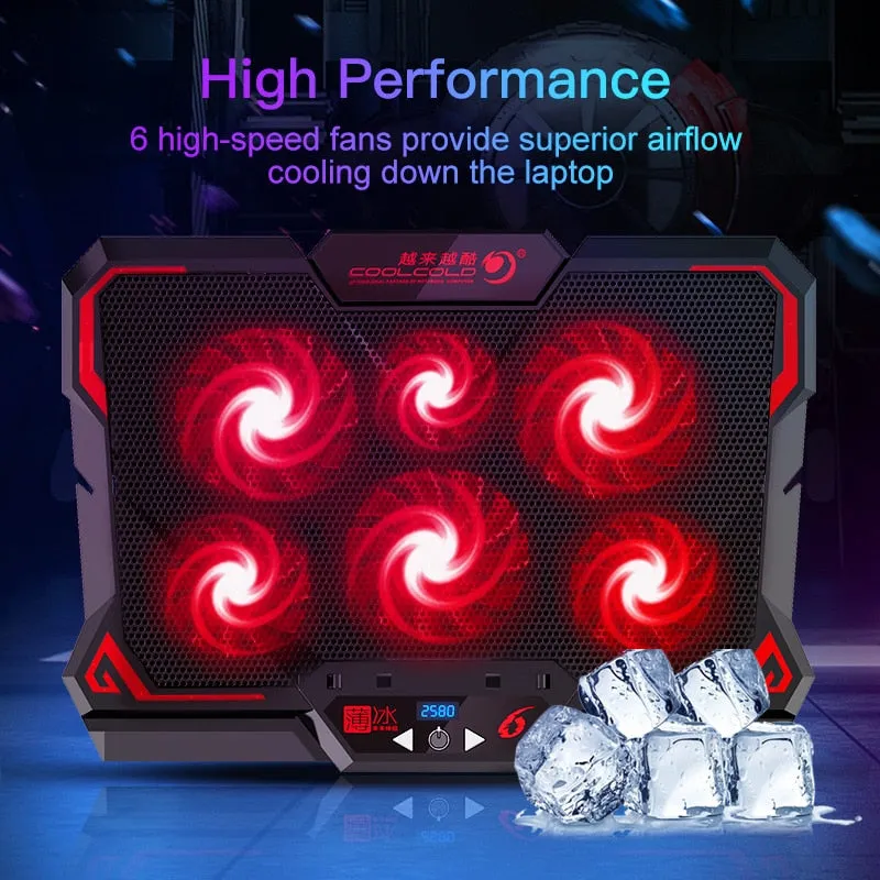 Coolcold 17inch Gaming Laptop Cooler Six Fan Led Screen