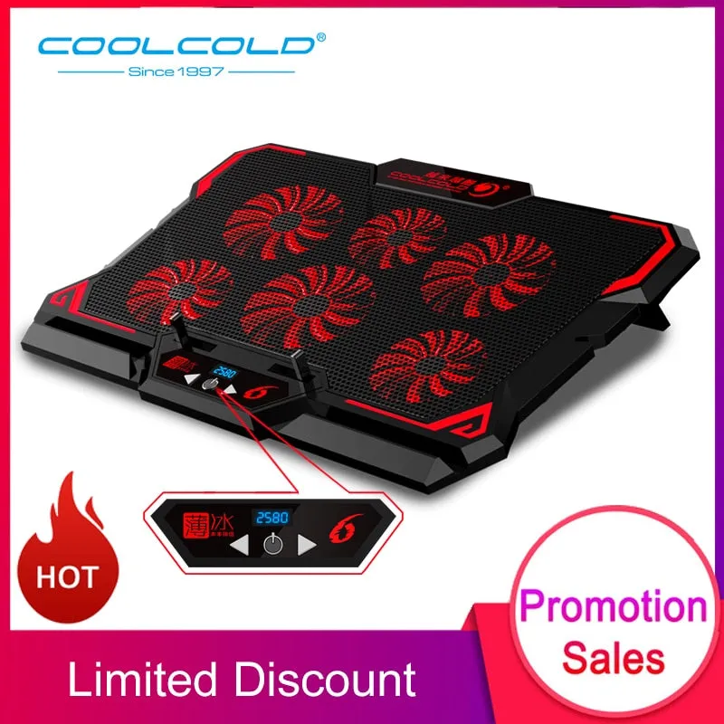 Coolcold 17inch Gaming Laptop Cooler Six Fan Led Screen