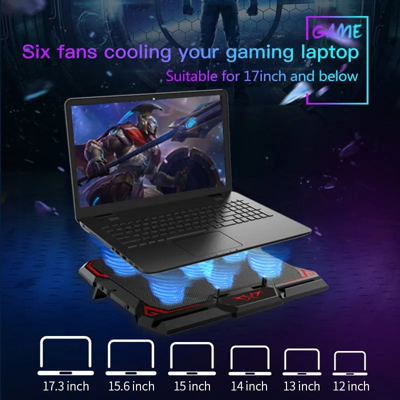 Coolcold 17inch Gaming Laptop Cooler Six Fan Led Screen