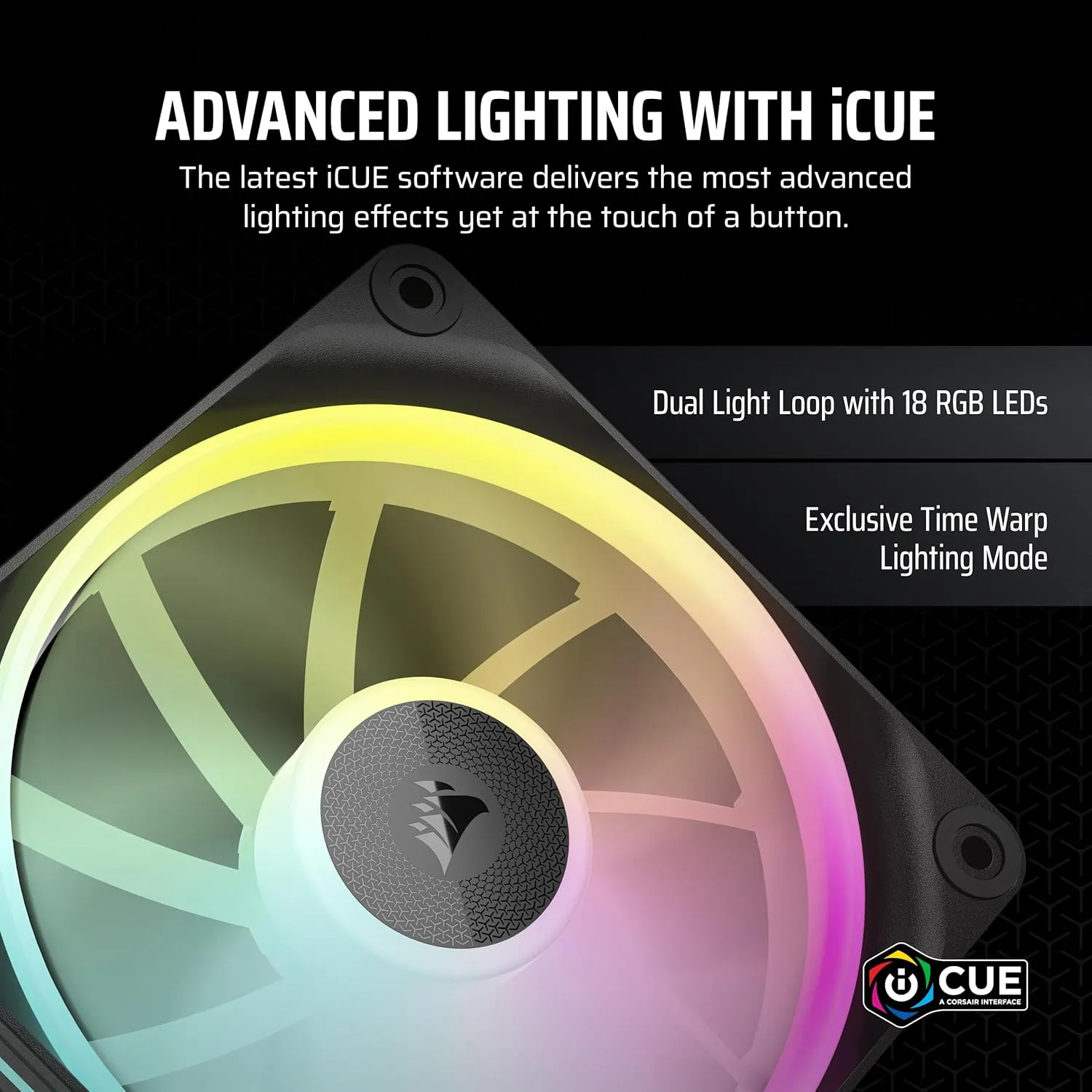 Corsair iCUE LINK LX120 RGB 120mm PWM Fan - Single Pack, Dual Light Loops, AirGuide Technology - Black