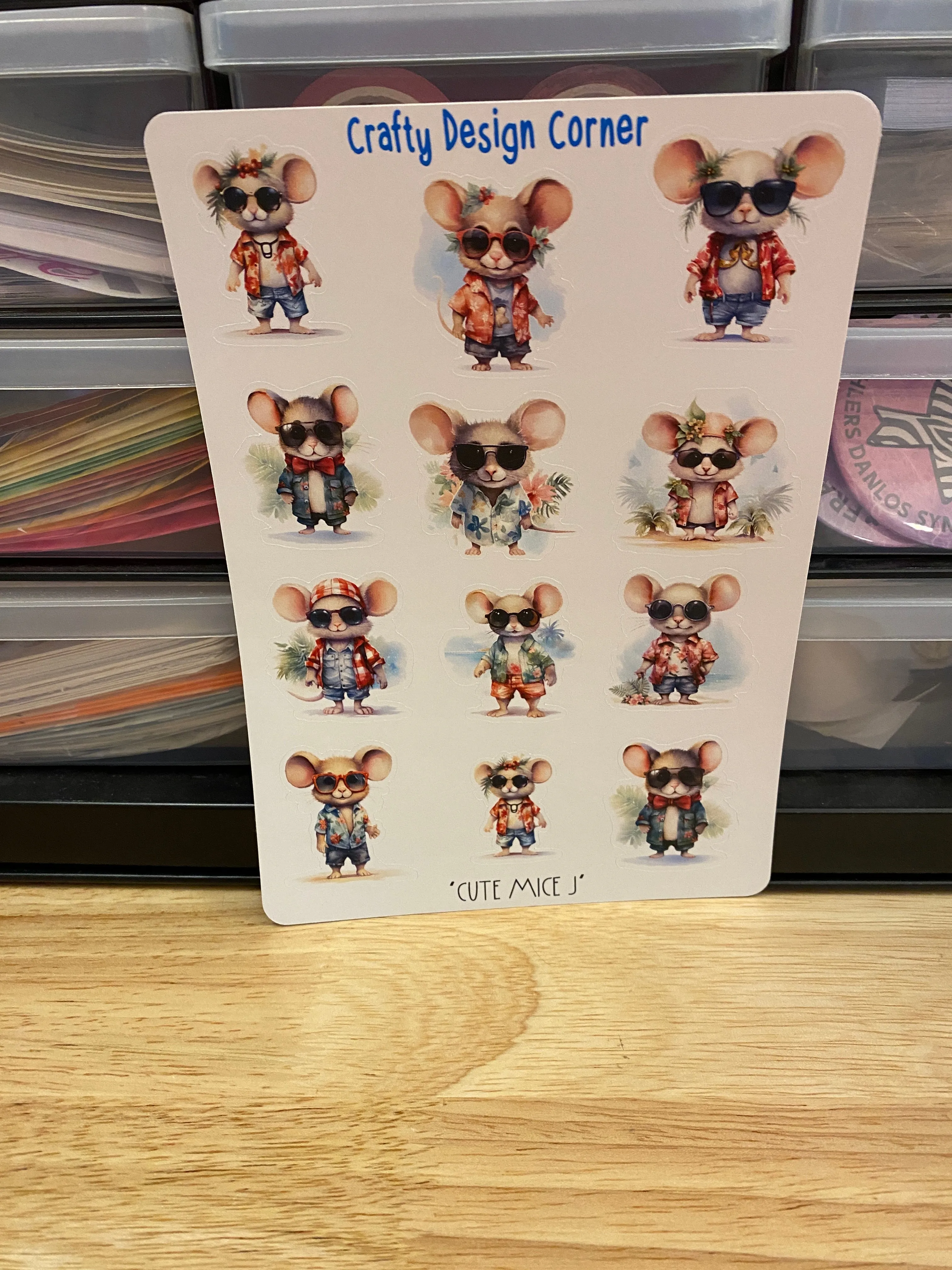Cute Mice in Sunglasses Stickers, Dressed Mice Sticker Sheet, Cute Mice Sticker Sheet