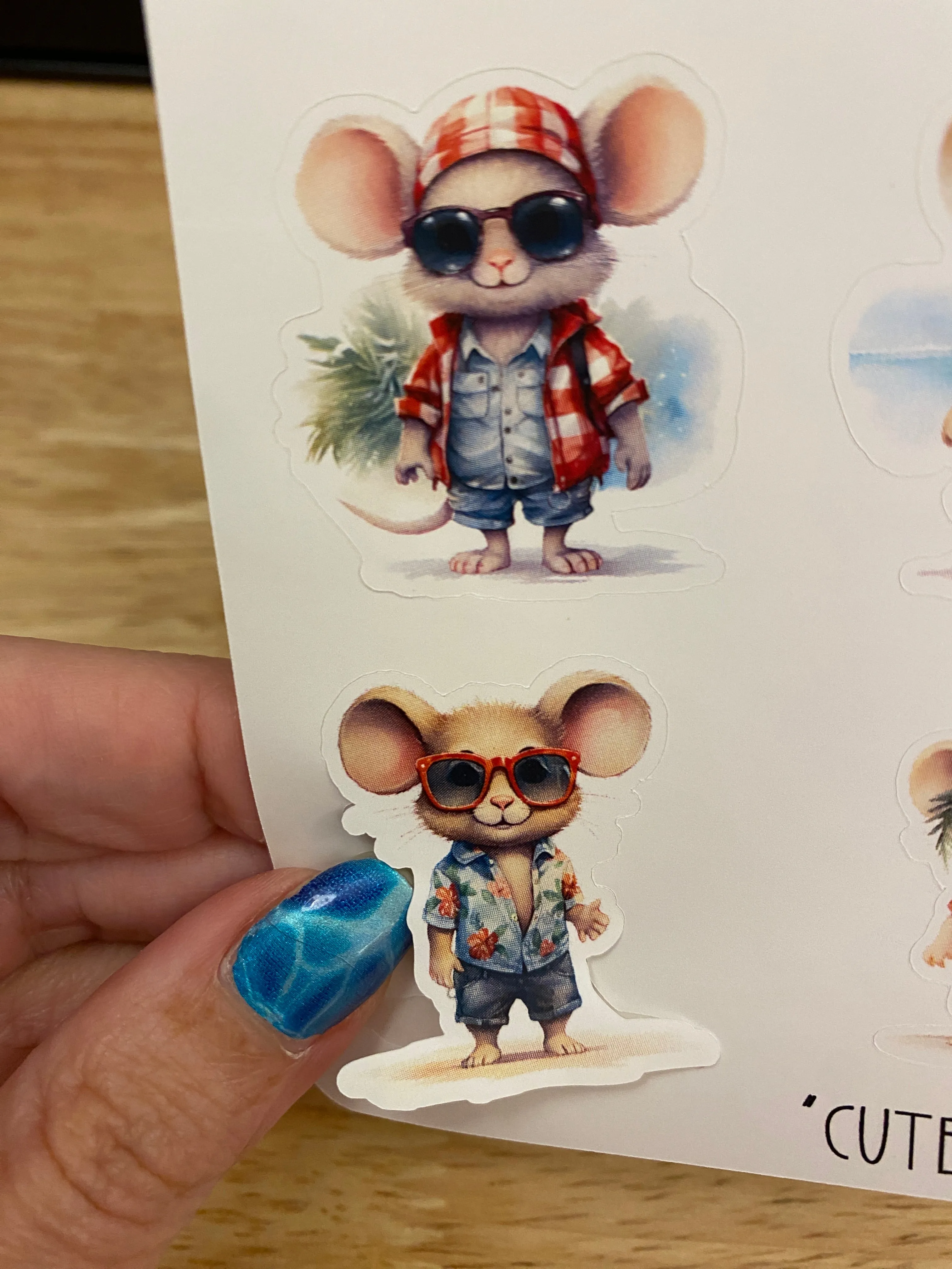 Cute Mice in Sunglasses Stickers, Dressed Mice Sticker Sheet, Cute Mice Sticker Sheet