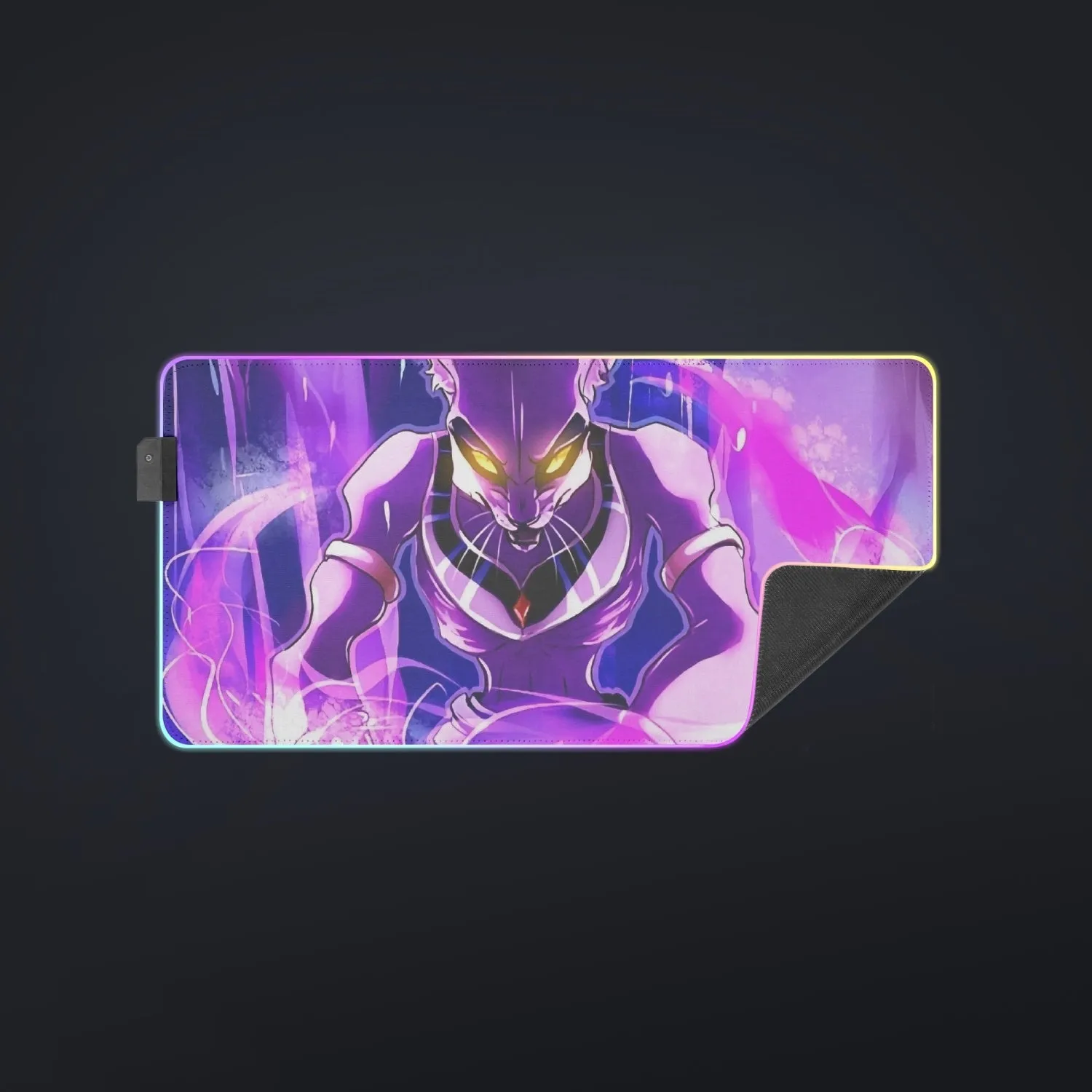 DBZ Mighty Destruction God Beerus Egyptian Cat Sport Design cool LED  Mouse Pad