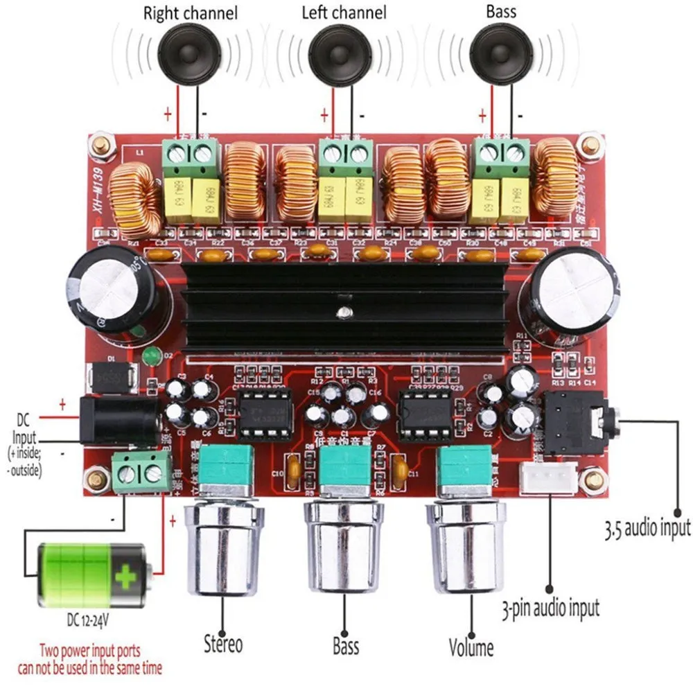 DC12-24V TPA3116D2 2.1 2x 50W   100W Channel Digital Subwoofer Power Amplifier Board