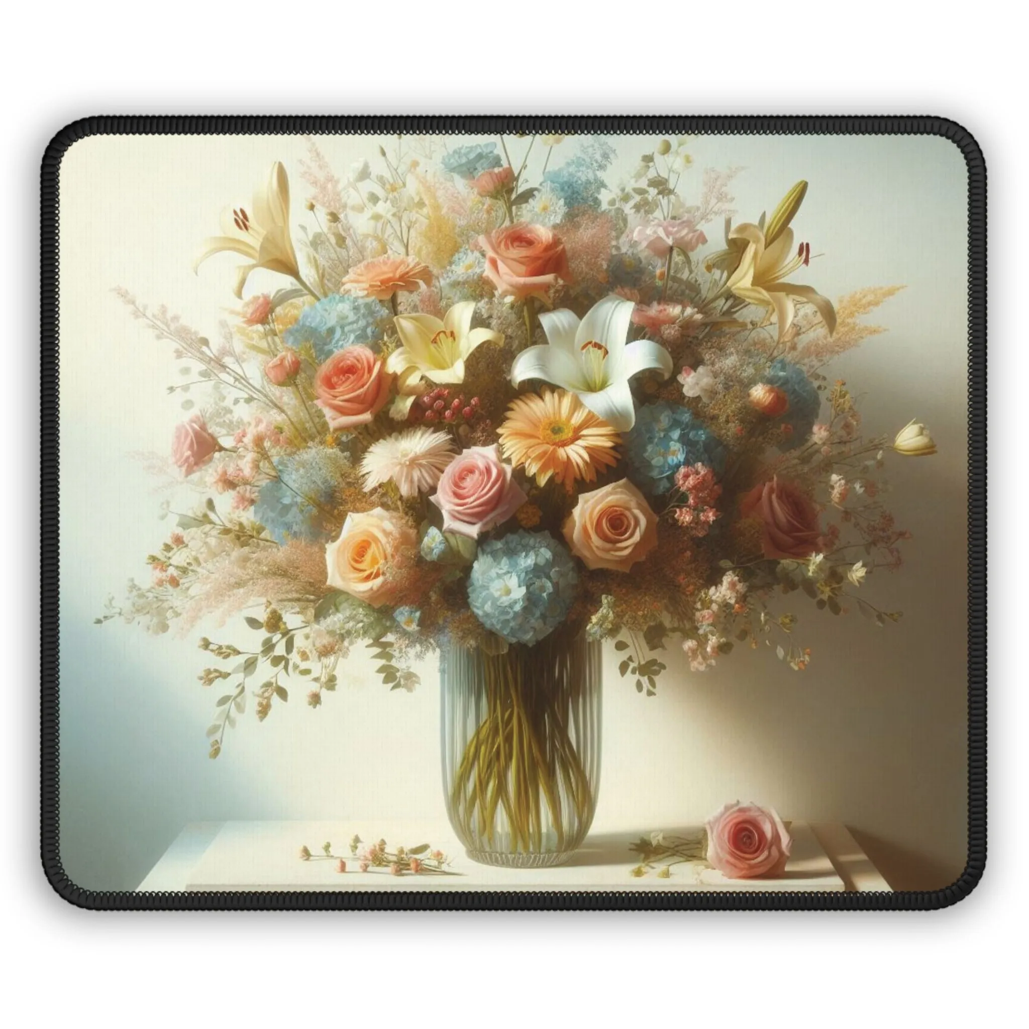 Different flowers in a glass vase Gaming Mouse Pad