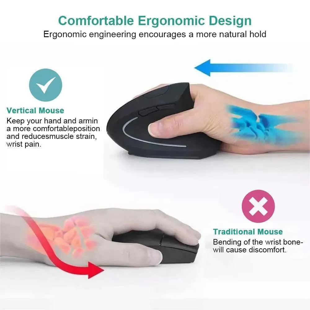 Elevate Productivity with Ergonomic Vertical Wireless Mouse