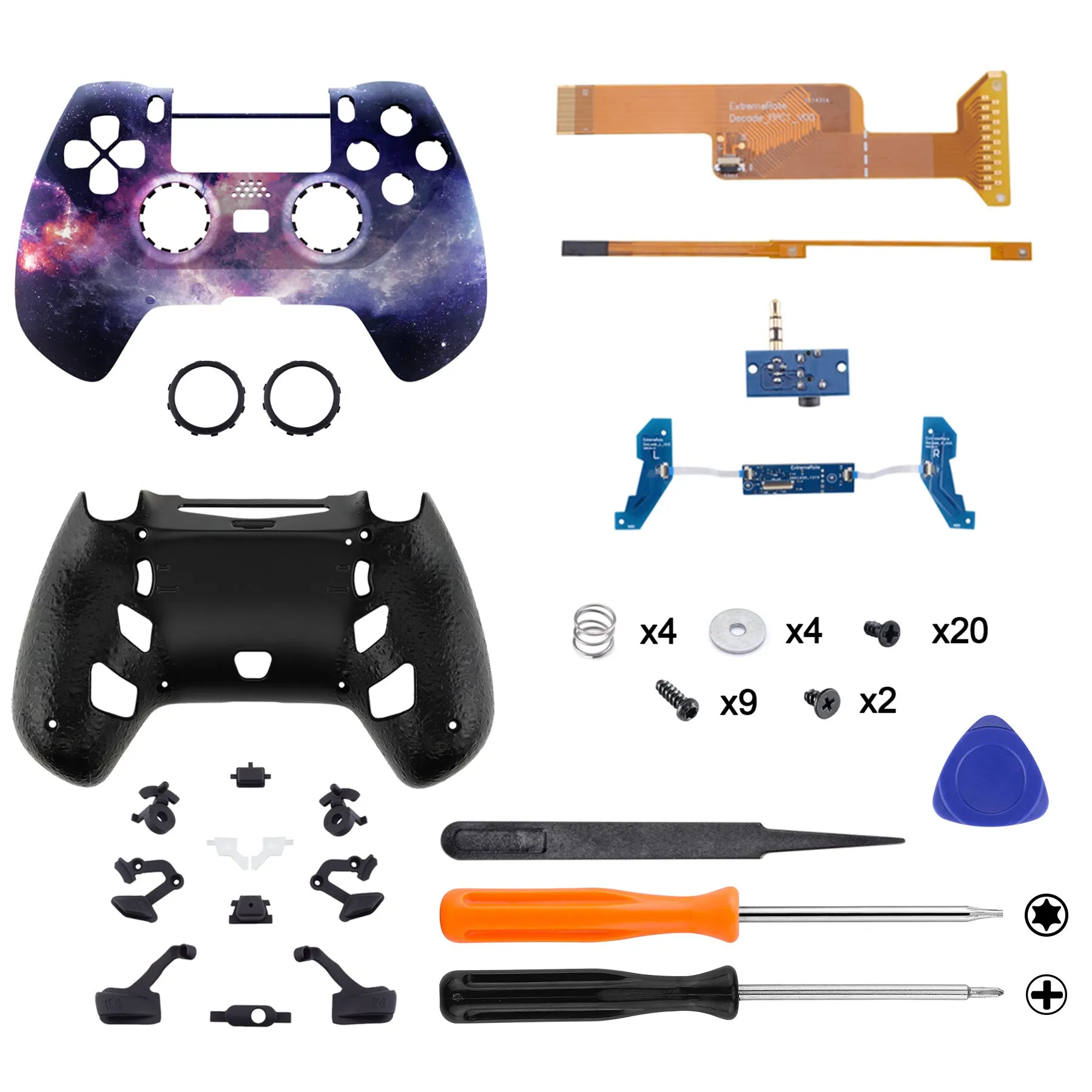 eXtremeRate DECADE Tournament Controller (DTC) Upgrade Kit for PS4 Controller JDM-040/050/055 - Nubula Galaxy