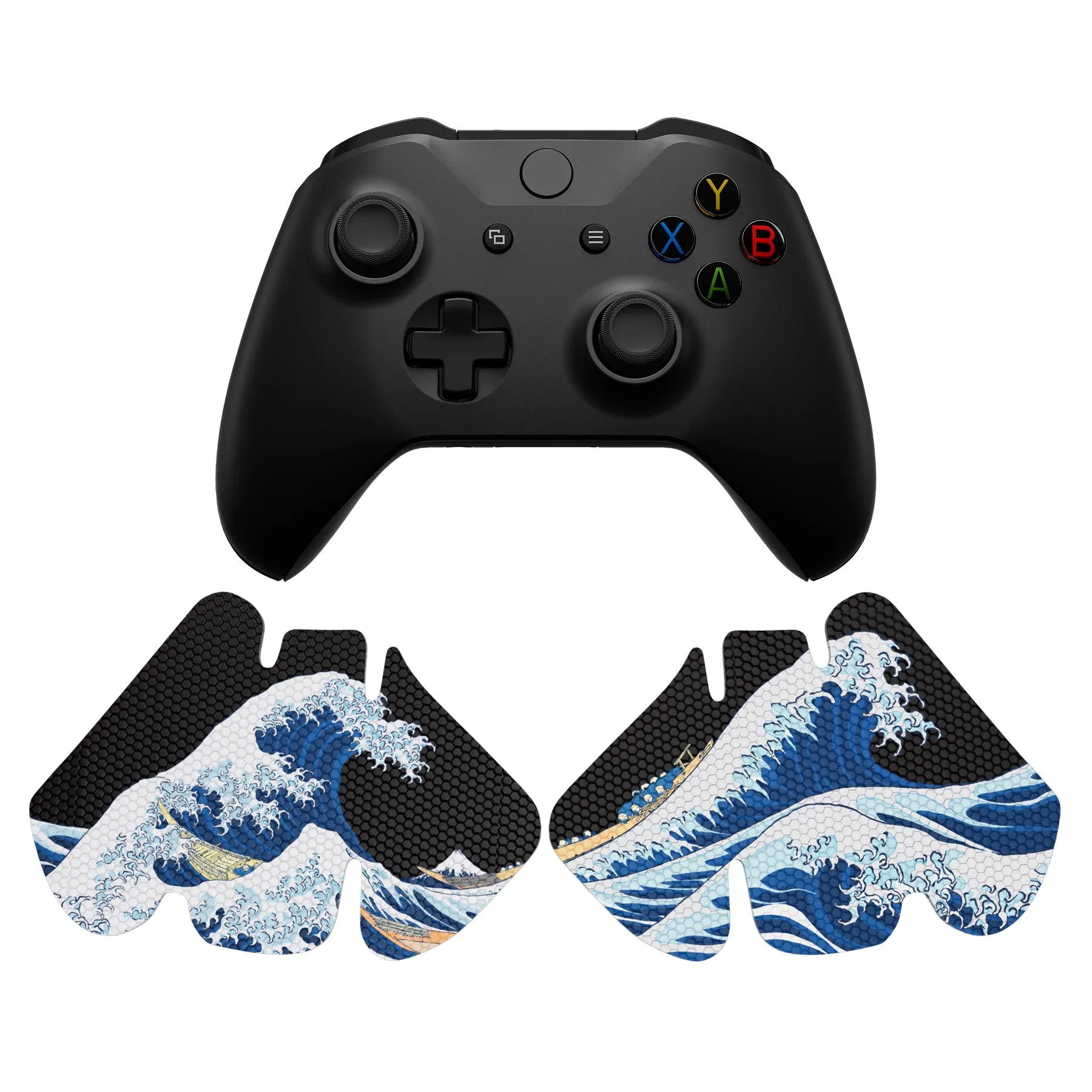 eXtremeRate The Great Wave Off Kanagawa Anti-Skid Sweat-Absorbent Controller Grip for Xbox One S & X, Xbox One Controller, Professional Textured Soft Rubber Pads Handle Grips for Xbox One, Xbox One S/X Controller - GX00170