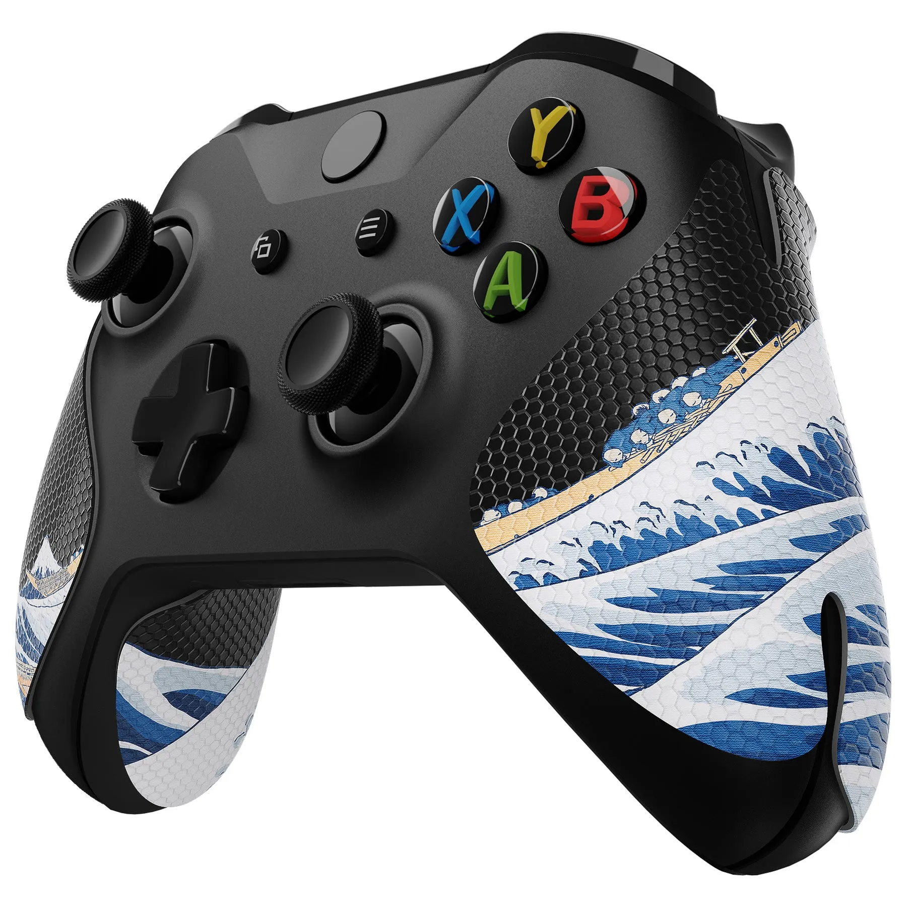 eXtremeRate The Great Wave Off Kanagawa Anti-Skid Sweat-Absorbent Controller Grip for Xbox One S & X, Xbox One Controller, Professional Textured Soft Rubber Pads Handle Grips for Xbox One, Xbox One S/X Controller - GX00170