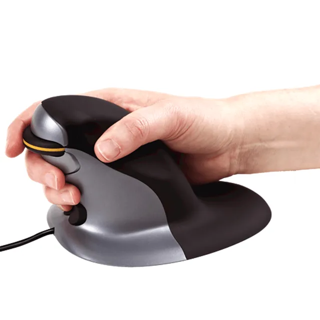Fellowes Penguin Ambidextrous Vertical Mouse Wired Large Black/Grey