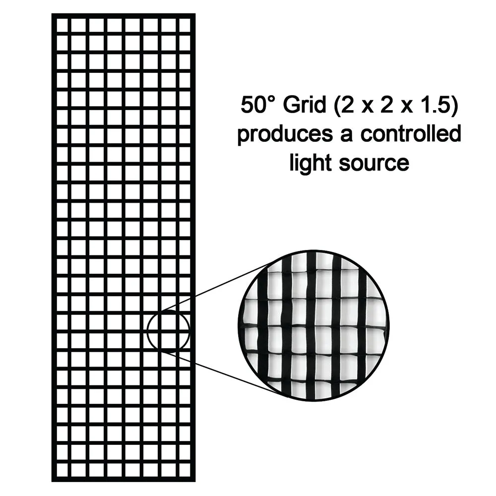 Fotodiox Pro Eggcrate Grid for SkyFiller Wings 1x4 Lights - Fits SkyFiller Wings LED Lighting SFW-150LS/RGB - 1x4 Bi-Color & RGB T Folding LED Panels - 50 Degree Grid (2x2x1.5" Openings)