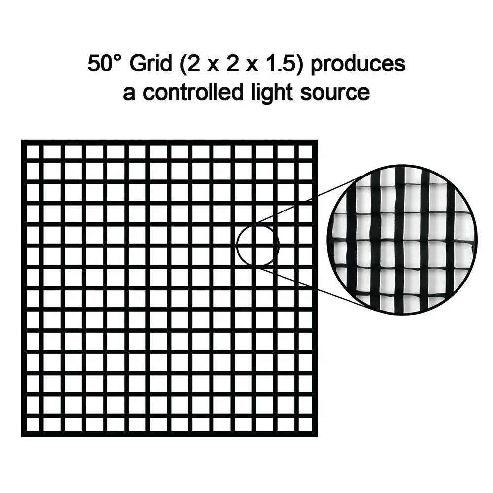 Fotodiox Pro Eggcrate Grid for SkyFiller Wings 2x2 Lights - Fits SkyFiller Wings LED Lighting SFW-150SS/RGB - 2x2 Bi-Color & RGB T Folding LED Panels - 50 Degree Grid (2x2x1.5" Openings)
