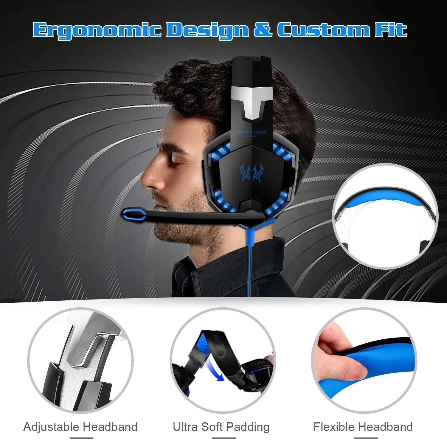 Gaming Headset Over Ear Headphones