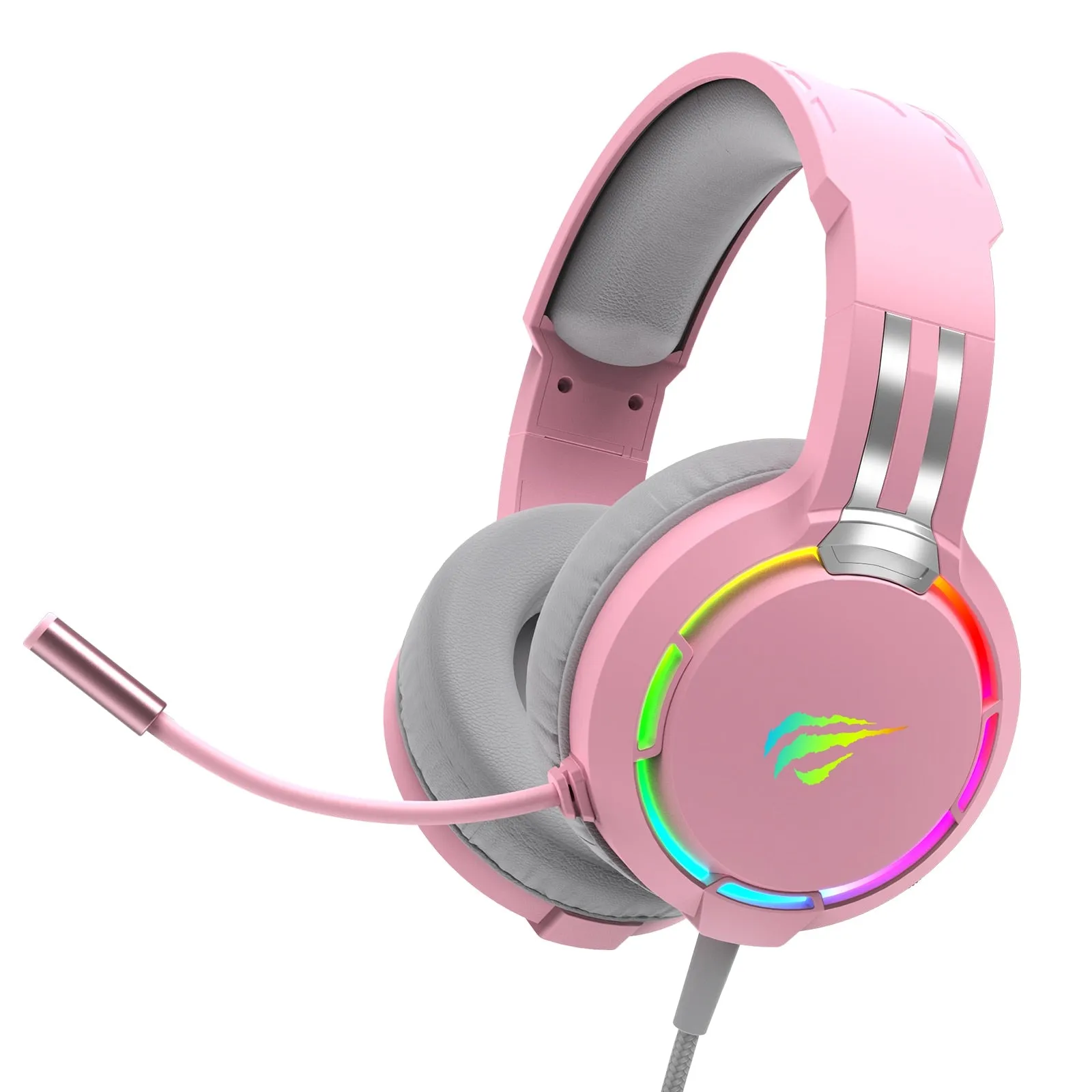 HAVIT Wired Gaming Headset 50mm Surround Sound RGB Lighting Headphone with Noise Reduction Microphone for PC PS4 PS5 Xbox One