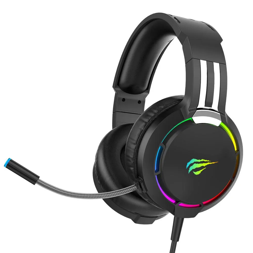 HAVIT Wired Gaming Headset 50mm Surround Sound RGB Lighting Headphone with Noise Reduction Microphone for PC PS4 PS5 Xbox One