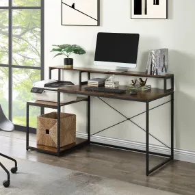 Home Office Computer Desk withStorage Shelves and Monitor Stand Riser Shelf Study Writing Desk Computer Table