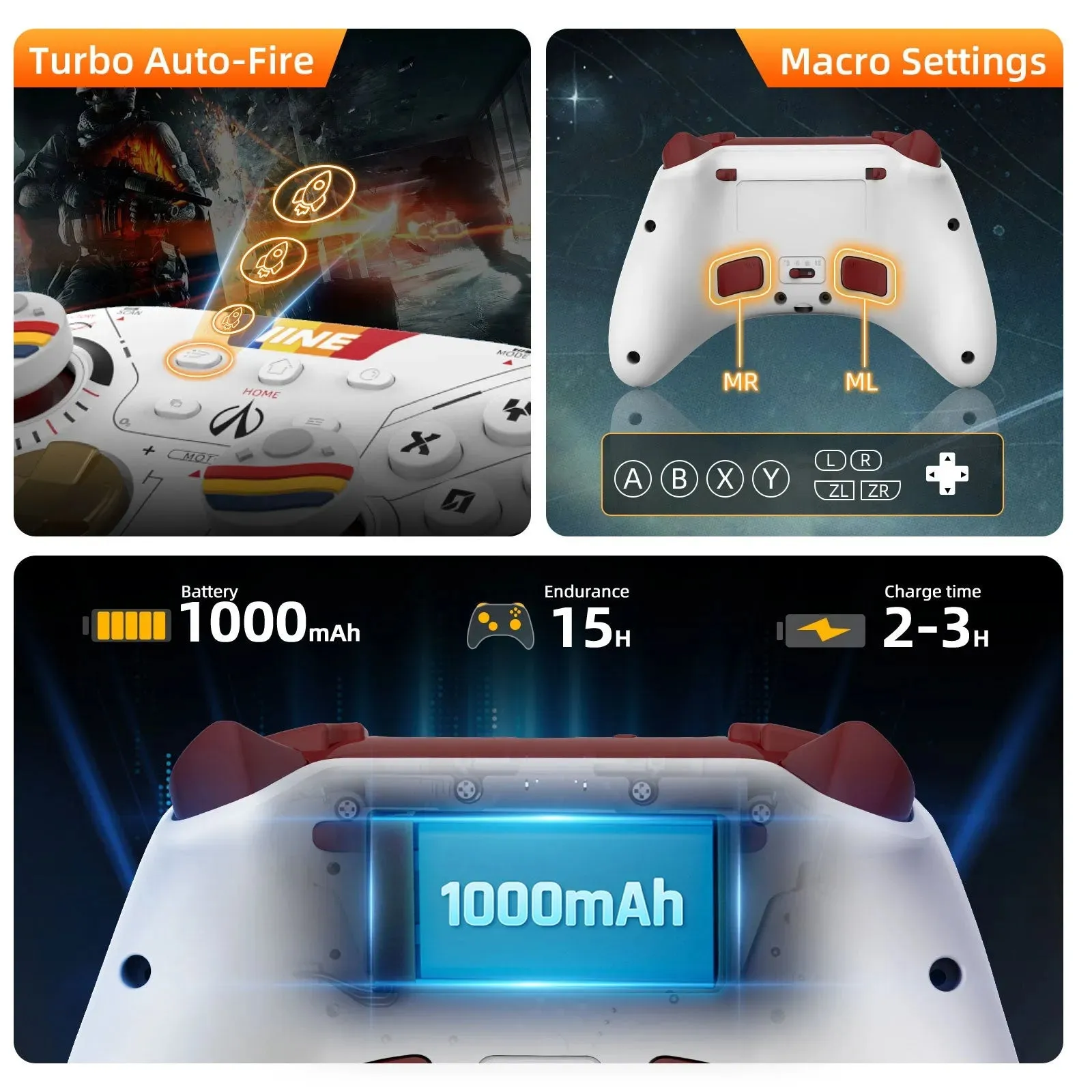 IINE Star-field Hall Effect Controller: For Switch (w/Amiibo), PC, Android, iOS, Steam Deck
