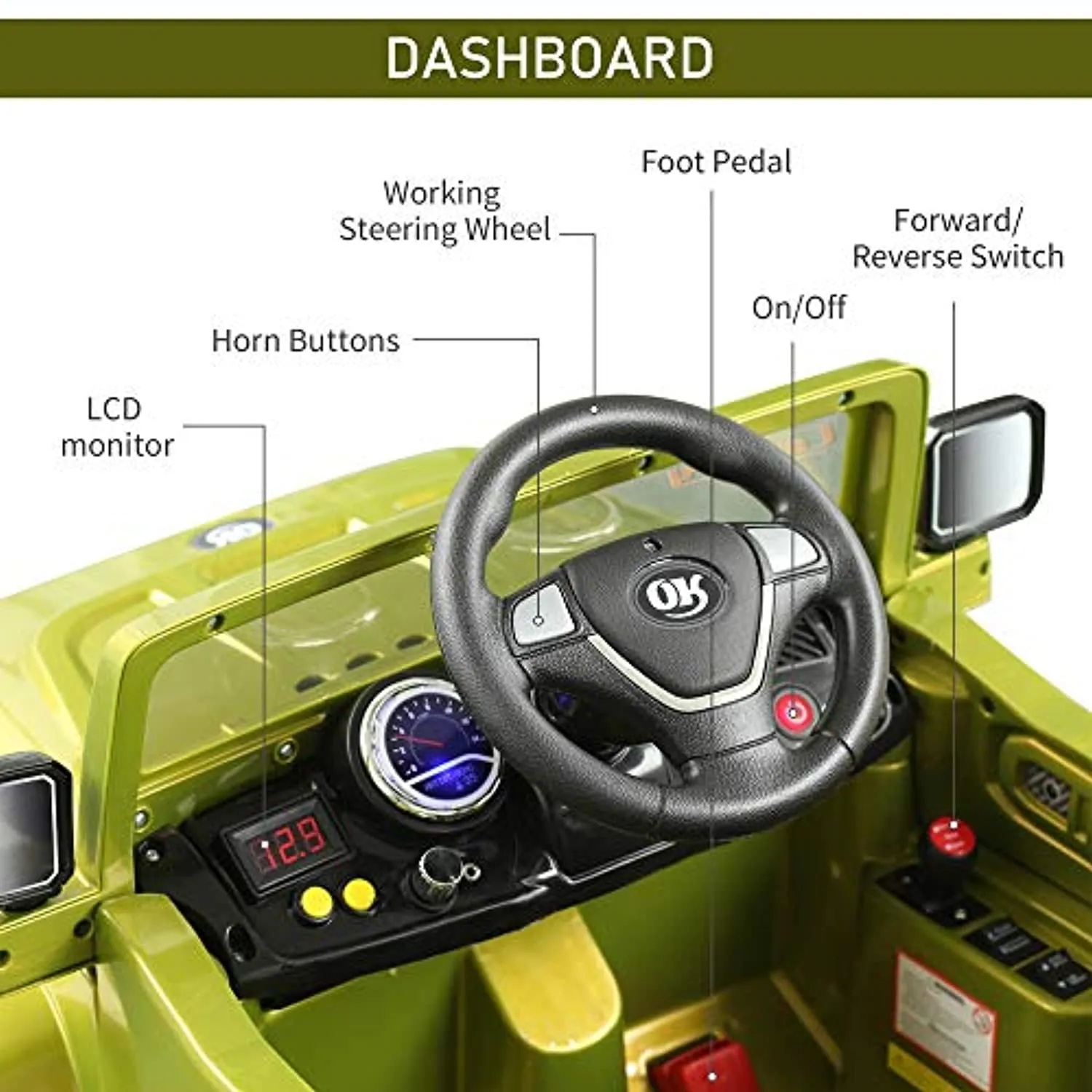 Kids Ride-on Car, Off-Road Truck with MP3 Connection, and Remote Control, 12V Motor