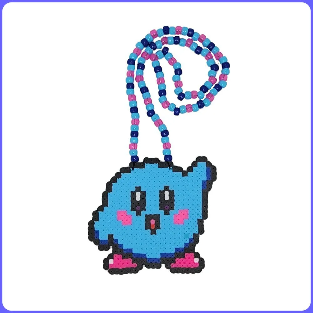 Kirby Custom Rave Perler Necklace