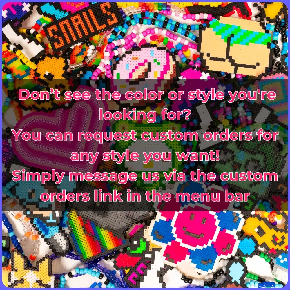 Kirby Custom Rave Perler Necklace