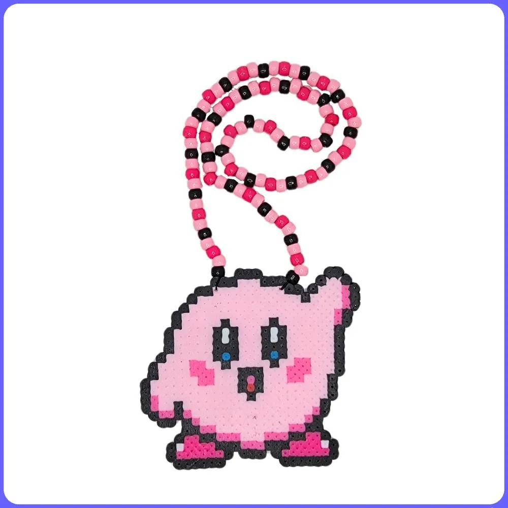 Kirby Custom Rave Perler Necklace