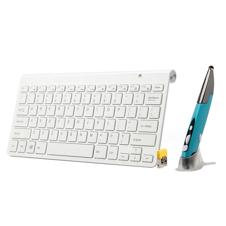 KM-909 2.4GHz Wireless Multimedia Keyboard   Wireless Optical Pen Mouse with USB Receiver Set for Computer PC Laptop, Random Pen Mouse Color Delivery