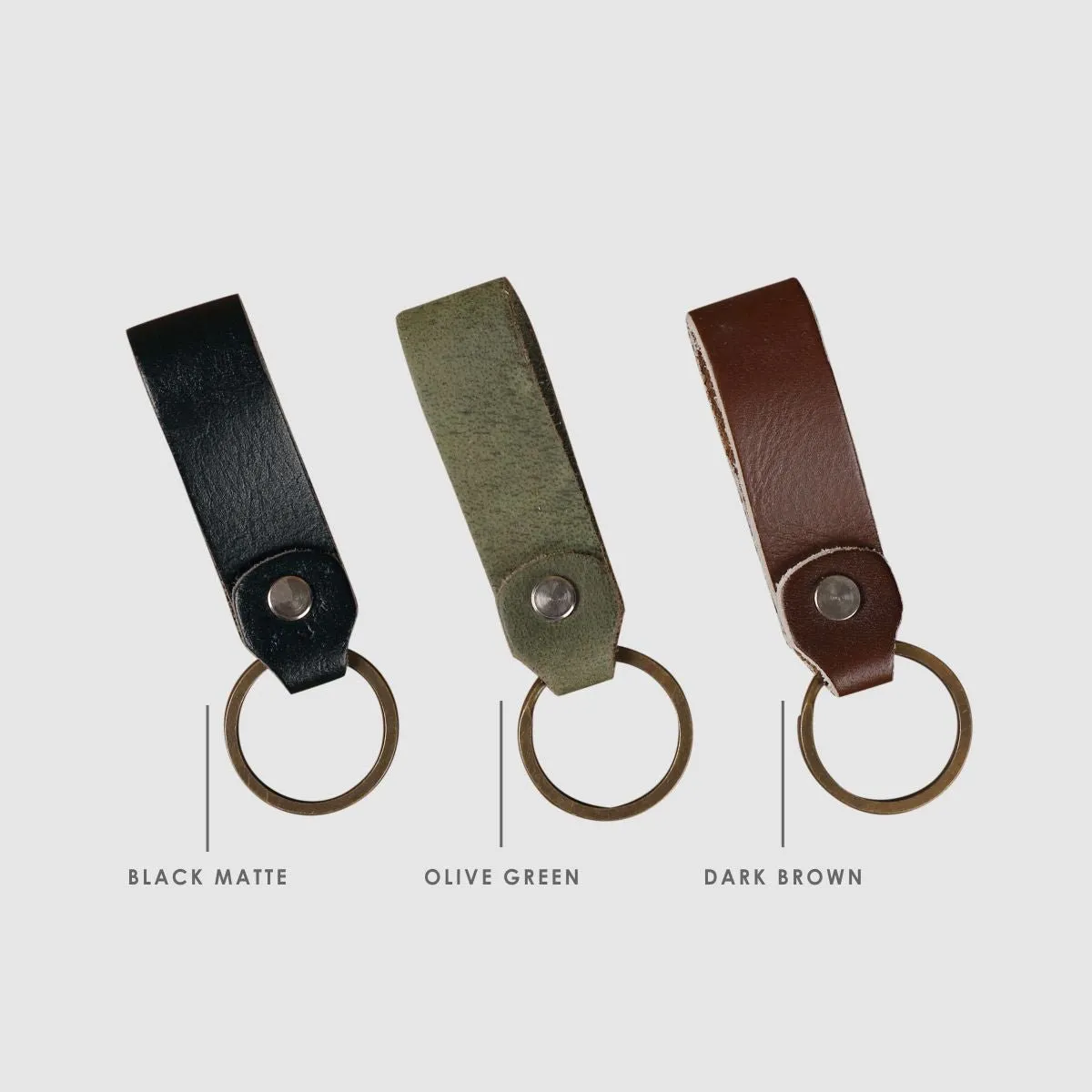 Leather Keychain Loop Style- Brown
