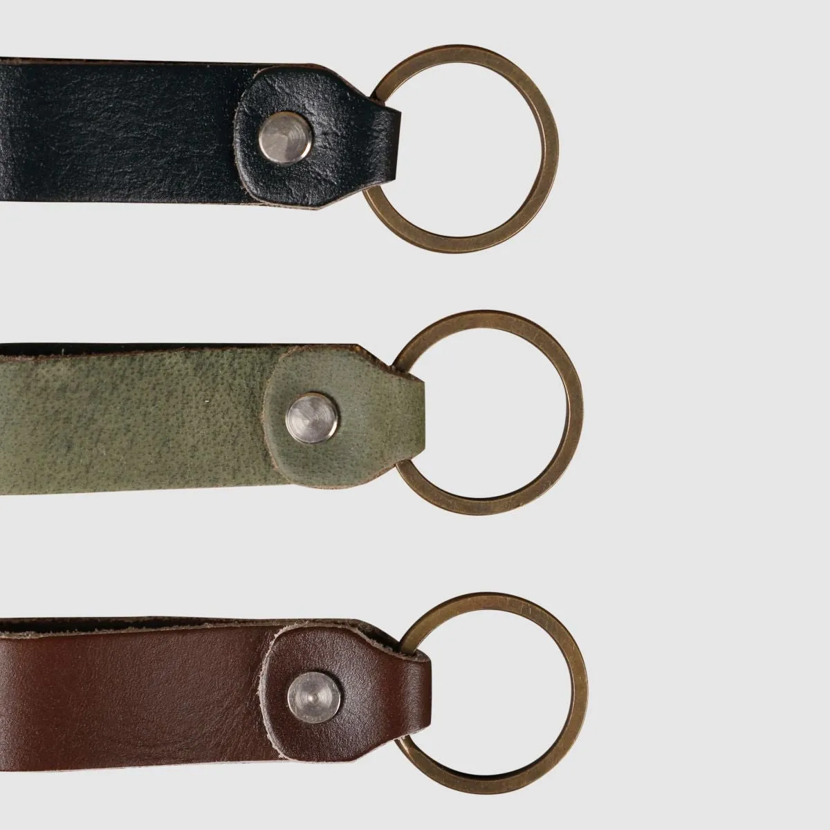 Leather Keychain Loop Style- Brown