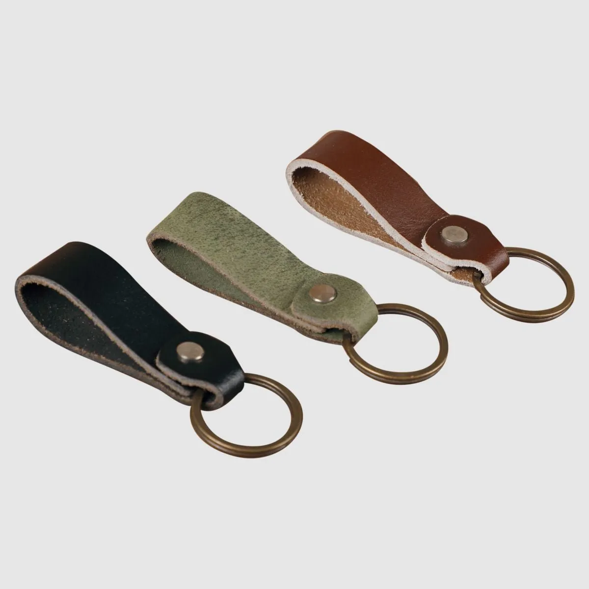 Leather Keychain Loop Style- Brown