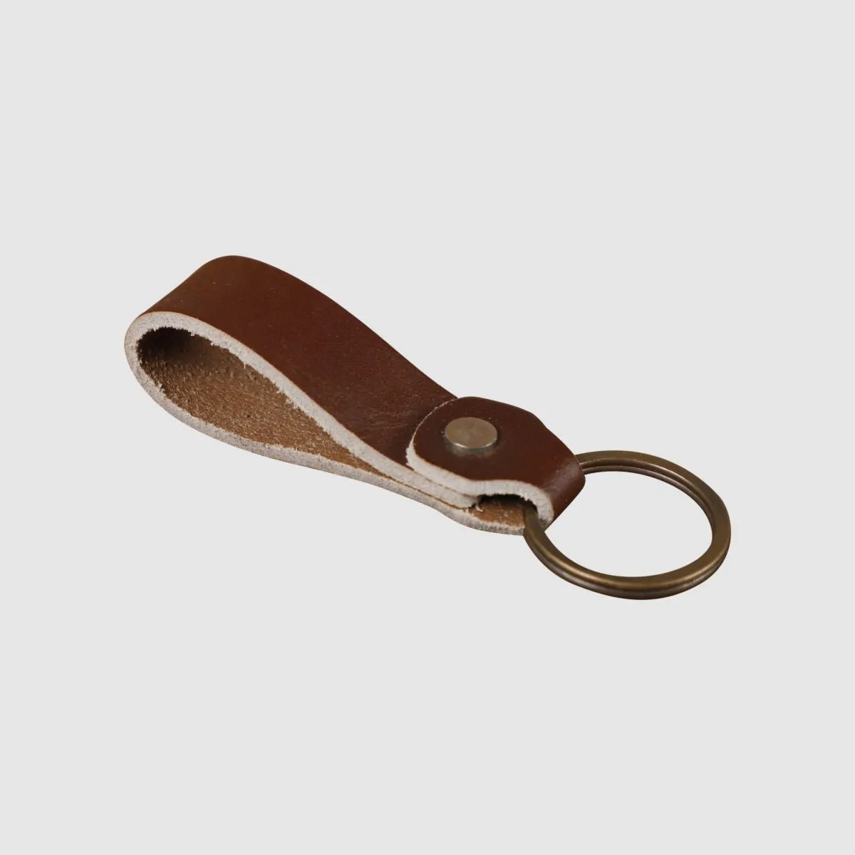 Leather Keychain Loop Style- Brown