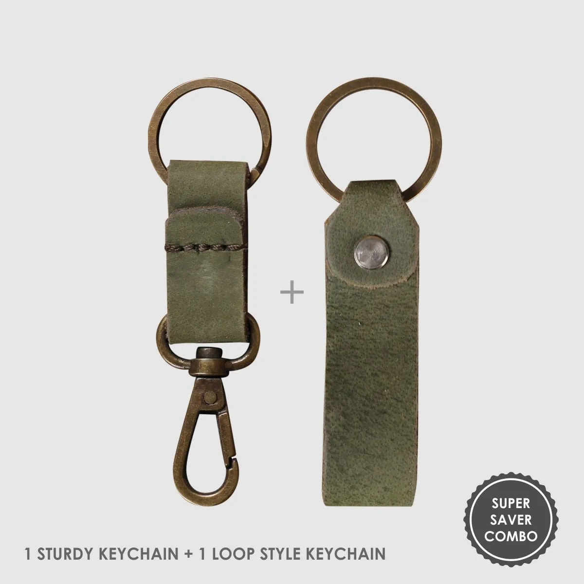 Leather Keychain Loop Style- Brown