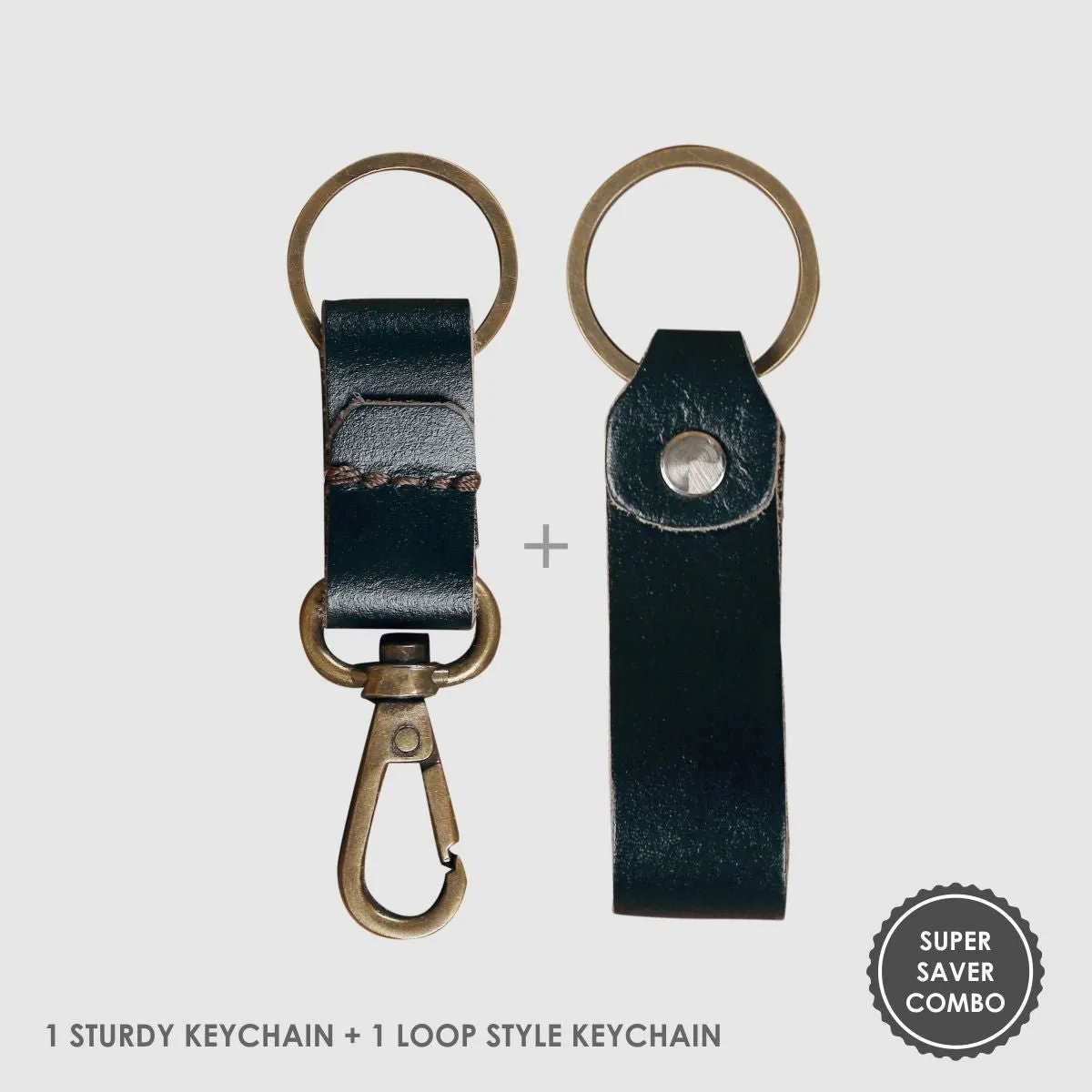 Leather Keychain Loop Style- Brown