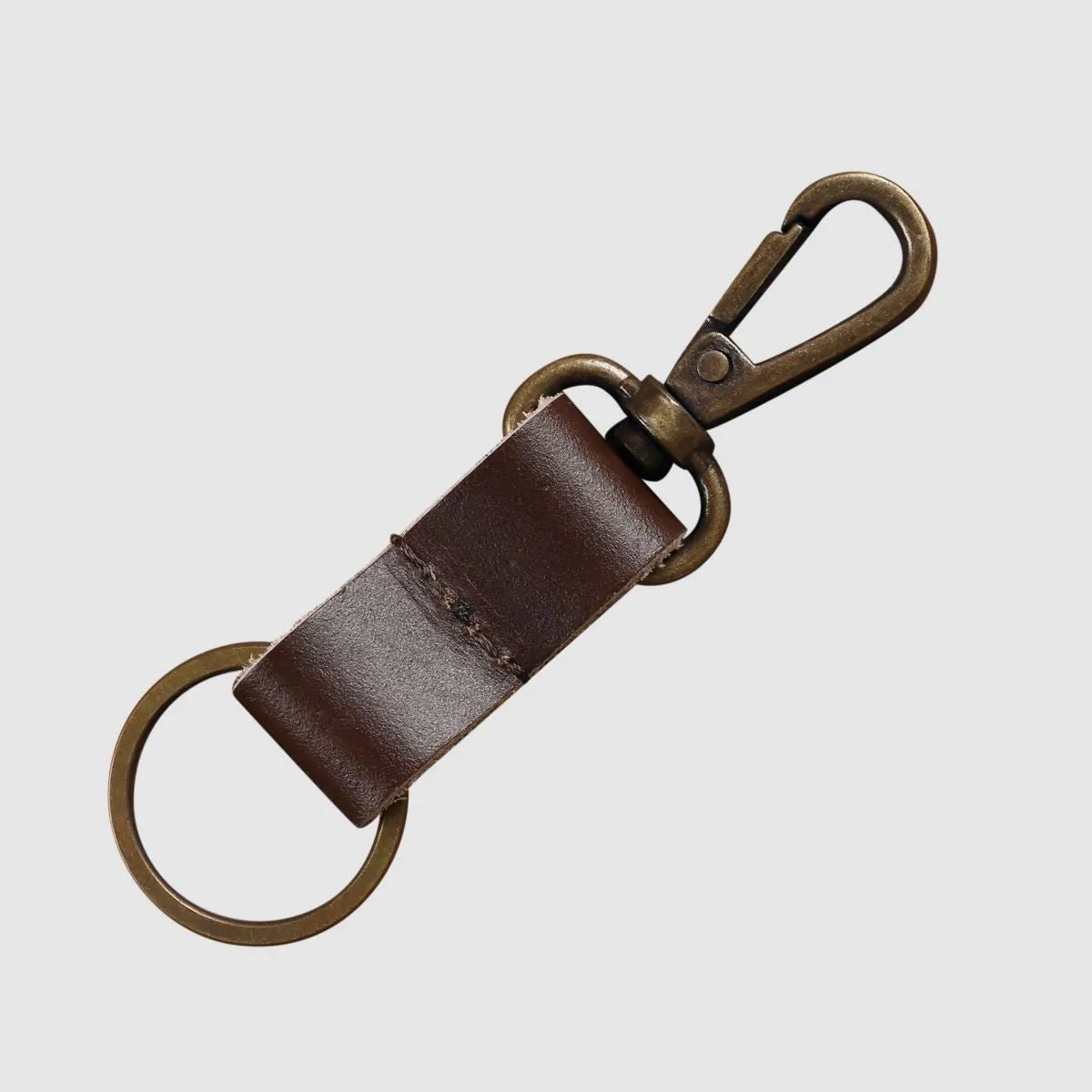 Leather Keychain Loop Style- Brown