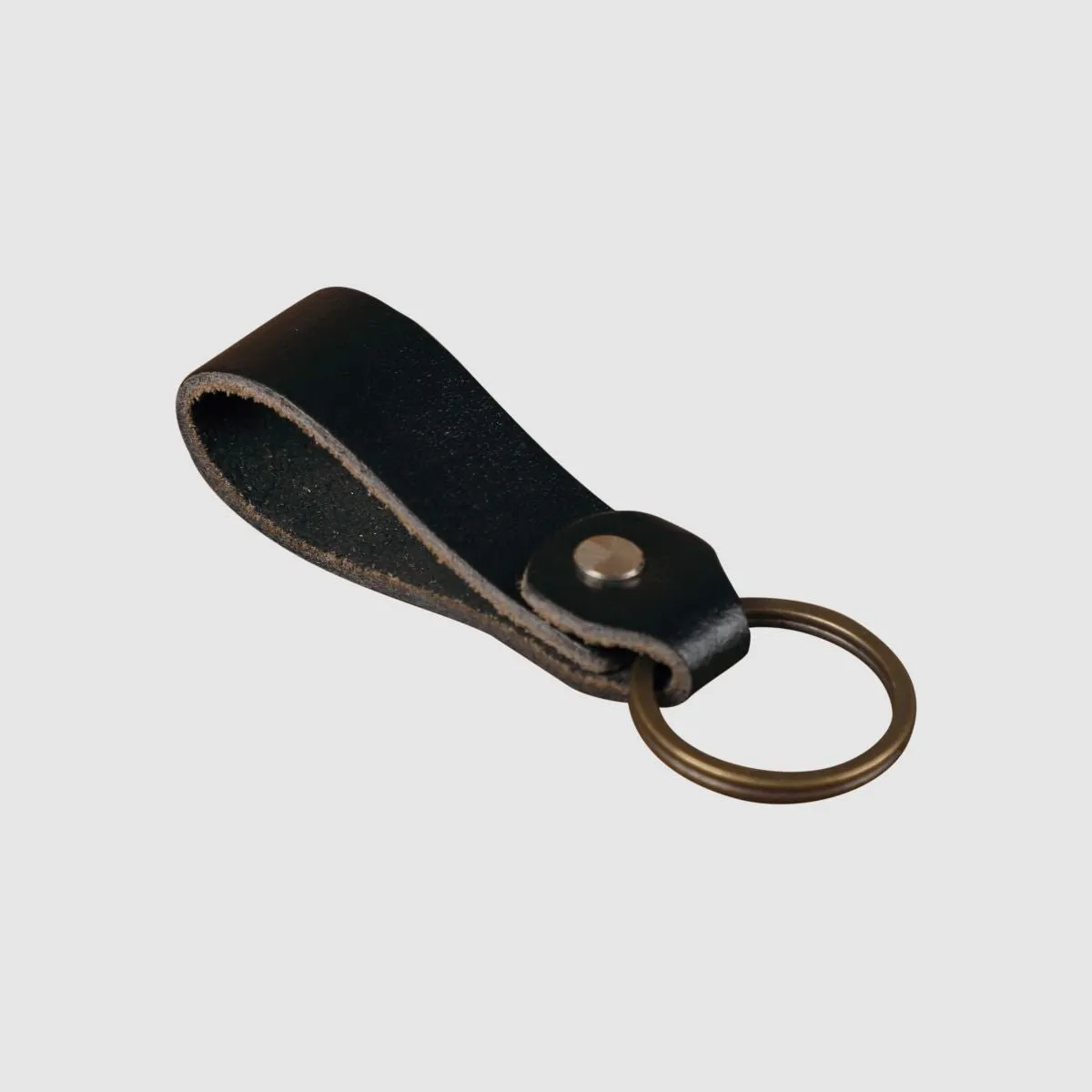 Leather Keychain Loop Style- Brown
