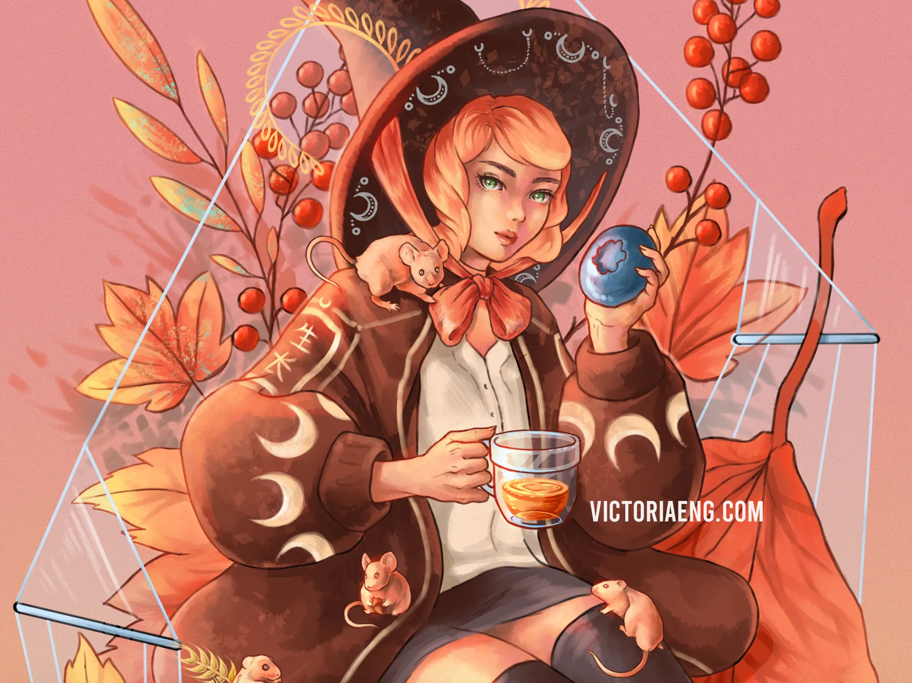 Mouse Witch Fine Art Print, Witch Familiar Series